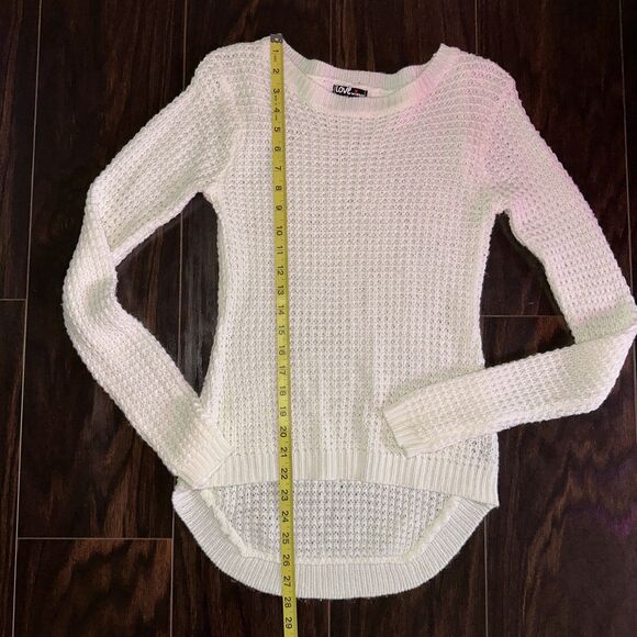 Love by Chesley White Sweater Women’s M Medium Open Knit Long Sleeve High Low - Picture 14 of 15